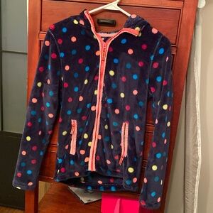 Kids LANDS END sweater. Sized X-Large. Zip down sweater. Hooded.